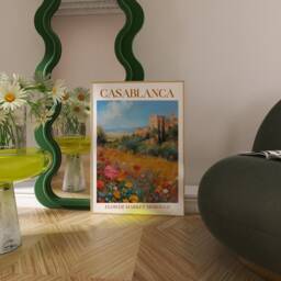 Casablanca Morocco Flower Market Print Colorful Floral Meadow Art - thumbnail 2