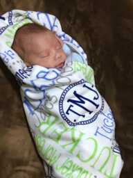 Custom Name Baby Blanket, Personalized Swaddle, Soft Minky Fleece Newborn Gift - thumbnail 1