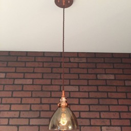 "Industrial Pendant -Copper 6"" Smoked Glass Cone Shade With Patented ""Huila Electrical Connectors" - thumbnail 2