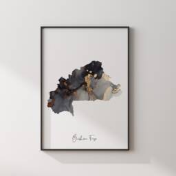 Burkina Faso Map Black & Gold Wall Art Print [Ev] - thumbnail 3