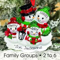 Personalised Family Christmas Xmas Tree Decoration Ornament - Snowman - thumbnail 1