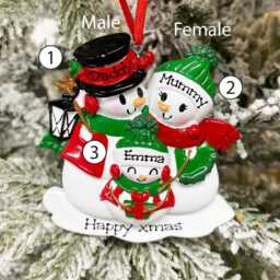 Personalised Family Christmas Xmas Tree Decoration Ornament - Snowman - thumbnail 3