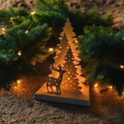 Christmas Reindeer Tree Light, Led Table Ornament, Holiday Decor - thumbnail 1