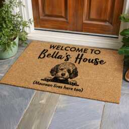 Golden Retriever Mat - Unique Lab Illustration Rug Elegant Scripted Custom Sign - thumbnail 4