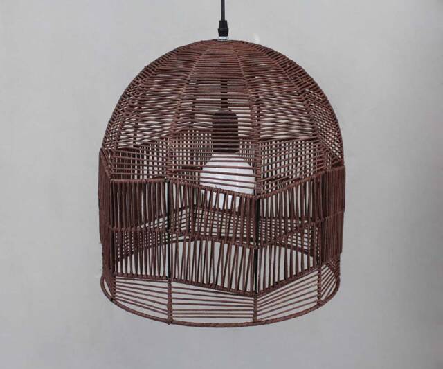 Handwoven Rattan Pendant Light, Rustic Ceiling Fixture, Lighting, 4 Color Options - image 1