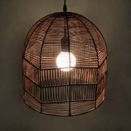 Handwoven Rattan Pendant Light, Rustic Ceiling Fixture, Lighting, 4 Color Options - thumbnail 3
