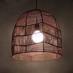 Handwoven Rattan Pendant Light, Rustic Ceiling Fixture, Lighting, 4 Color Options - thumbnail 2
