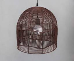Handwoven Rattan Pendant Light, Rustic Ceiling Fixture, Lighting, 4 Color Options - thumbnail 1