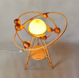 Kinetic Solar System Floor Lamp Handmade Wooden Telurian Lamp