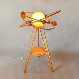 Kinetic Solar System Floor Lamp Handmade Wooden Telurian Lamp - thumbnail 3