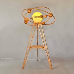 Kinetic Solar System Floor Lamp Handmade Wooden Telurian Lamp - thumbnail 2