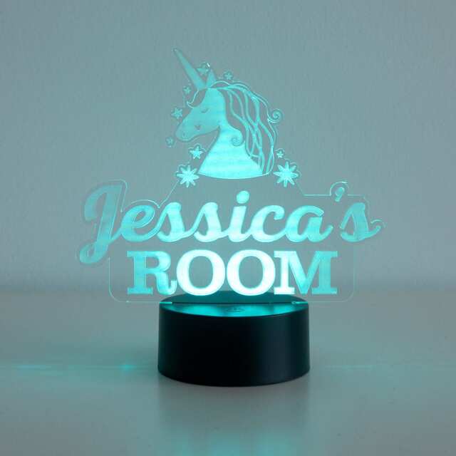 Custom Bedroom Led Name Plaque Personalise Signs. Wireless Unicorn Bedside Night Lamp. Nursery Playroom Decoration - image 1