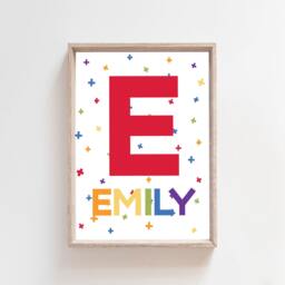 Rainbow Personalised Initial Print, Nursery Prints, Wall Art, Name Girls Bedroom Decor, Boys Art - thumbnail 2