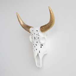 Faux Taxidermy Decorative Carved Bison Skull - Wall Decor White & Gold Cbi0108 - thumbnail 2