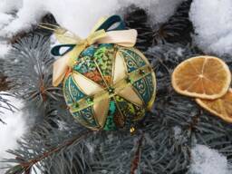Christmas Tree Toy Patchwork Ball Ornaments Present Quilted Festive Decor Hanging Toys New Year's Ornament - thumbnail 1
