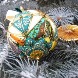 Christmas Tree Toy Patchwork Ball Ornaments Present Quilted Festive Decor Hanging Toys New Year's Ornament - thumbnail 3