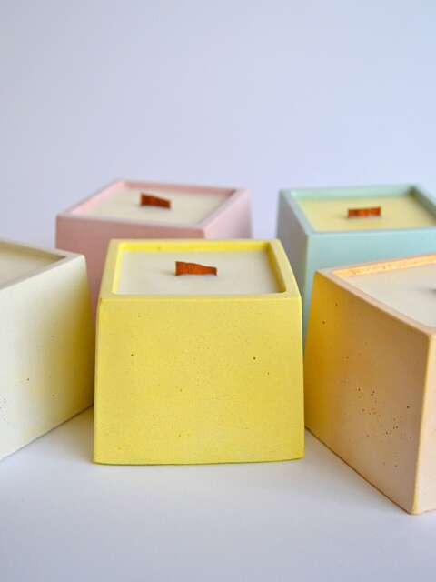 Colorful Square Concrete Candle, 5 Oz Scented Cement Jar Candles, Cozy Fall Gift For Girlfriend, Available in Different Colors & Scents - image 1