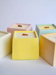 Colorful Square Concrete Candle, 5 Oz Scented Cement Jar Candles, Cozy Fall Gift For Girlfriend, Available in Different Colors & Scents