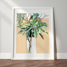 Leaf Peeper Gold - Gold Leaf Hand-Embellished Gicl??e Print Of Original Gouache + Ink Painting - thumbnail 3