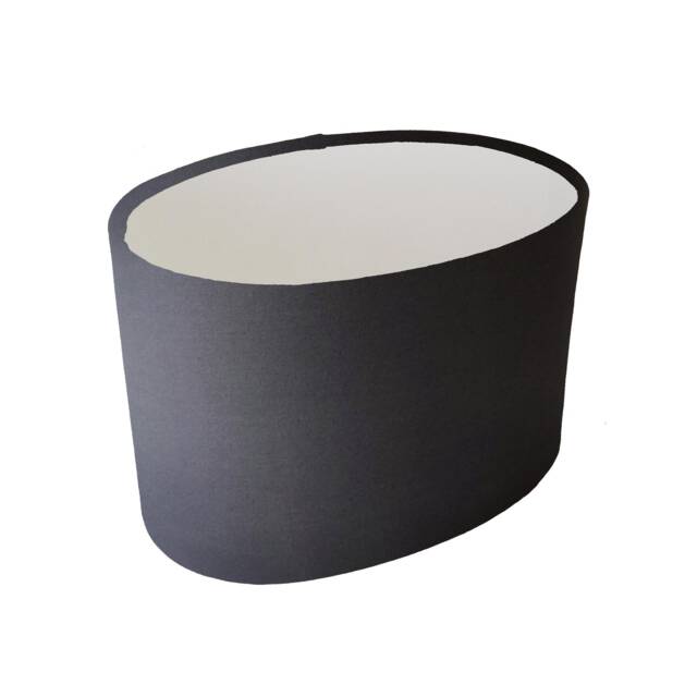 Dark Grey Oval Drum Lampshade, Cotton With White Lining - image 1