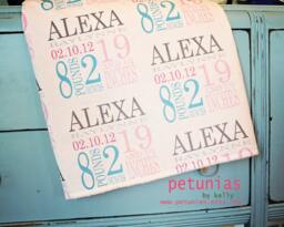 Personalized Minky Baby Blanket Custom Birth Stats Keepsake - thumbnail 1
