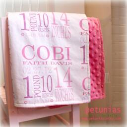 Personalized Minky Baby Blanket Custom Birth Stats Keepsake - thumbnail 2