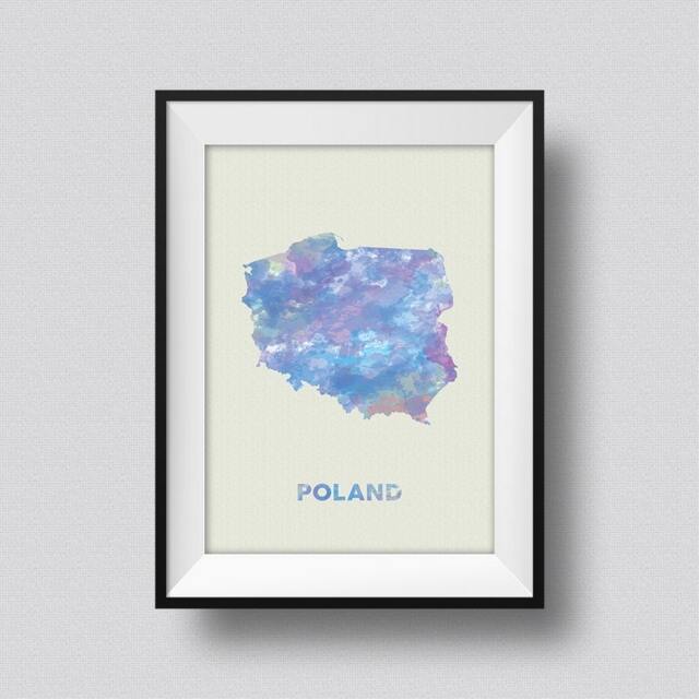 Poland Watercolor Map Art Print, Ink Splash Poster, Map, Print