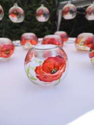 Poppy Ball Tealight Candle Holder With Red Flowers - thumbnail 1
