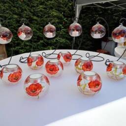 Poppy Ball Tealight Candle Holder With Red Flowers - thumbnail 3