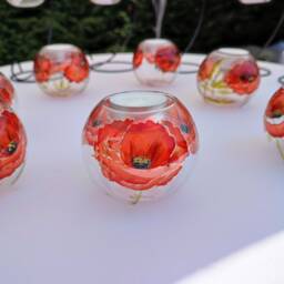 Poppy Ball Tealight Candle Holder With Red Flowers - thumbnail 2