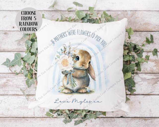 Mothers Day Gift, Cushion For Her, Birthday Day, Gift Mum, Nan, Female Bunny Rabbit - image 1