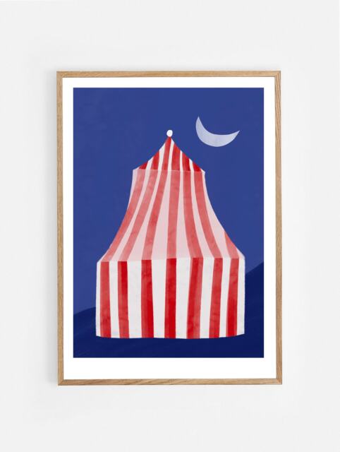 P O S T E R/K I N D R/ Children's Room/ Wall/ Art Print Circus/ Circus Tent Night Moon