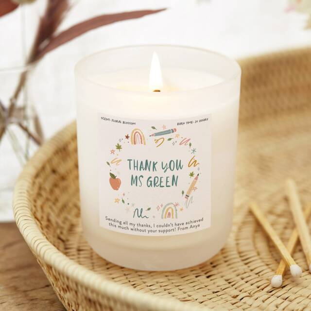 Personalised Nursery Teacher Candle Gift Soy Wax, Classroom Design - image 1