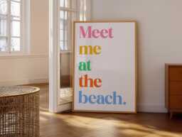 Meet Me At The Beach Print - Coastal Typography Poster, House Decor Ocean Wall Art Print, Home Decor - thumbnail 1