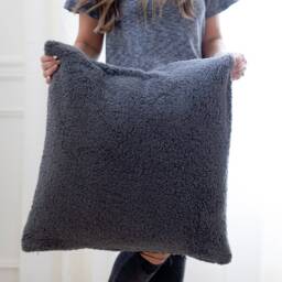 Brady -- - Natural Sherpa Pillow Cover Natural Gray Fuzzy Grey - thumbnail 1