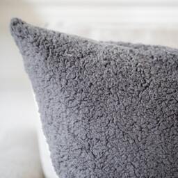Brady -- - Natural Sherpa Pillow Cover Natural Gray Fuzzy Grey - thumbnail 2