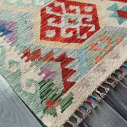 Tribal Kilim Rug, Handmade Artisan Afghan Turkish Scandinavian Navajo Bohemian Flatweave Wool Multicolour Rug 177x124 cm - thumbnail 2
