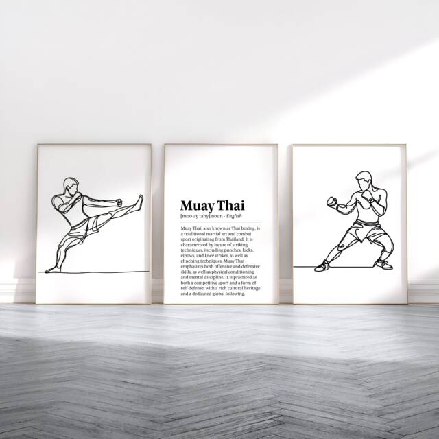 Muay Thai Poster Print Set - 3 Prints - Wall Art Gifts Boxing Gift Definition Martial Arts Decor Boys Bedroom Artwork - image 1