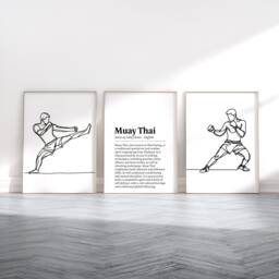Muay Thai Poster Print Set - 3 Prints - Wall Art Gifts Boxing Gift Definition Martial Arts Decor Boys Bedroom Artwork - thumbnail 1