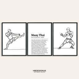 Muay Thai Poster Print Set - 3 Prints - Wall Art Gifts Boxing Gift Definition Martial Arts Decor Boys Bedroom Artwork - thumbnail 2