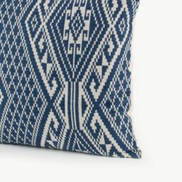 Handspun Indigo Kilim Pillow Cover 20x20, Ethnic Tribal Woven Cotton - thumbnail 3