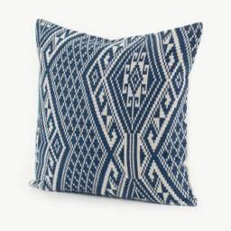 Handspun Indigo Kilim Pillow Cover 20x20, Ethnic Tribal Woven Cotton - thumbnail 4