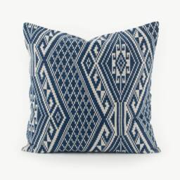 Handspun Indigo Kilim Pillow Cover 20x20, Ethnic Tribal Woven Cotton - thumbnail 1
