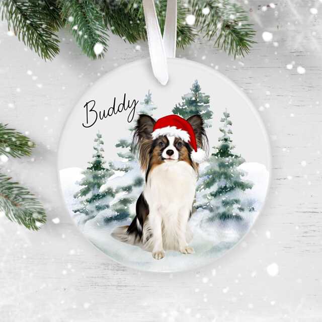 Personalised Papillon Christmas Ornament - Custom Dog Bauble With Name 38 Different Breeds - image 1