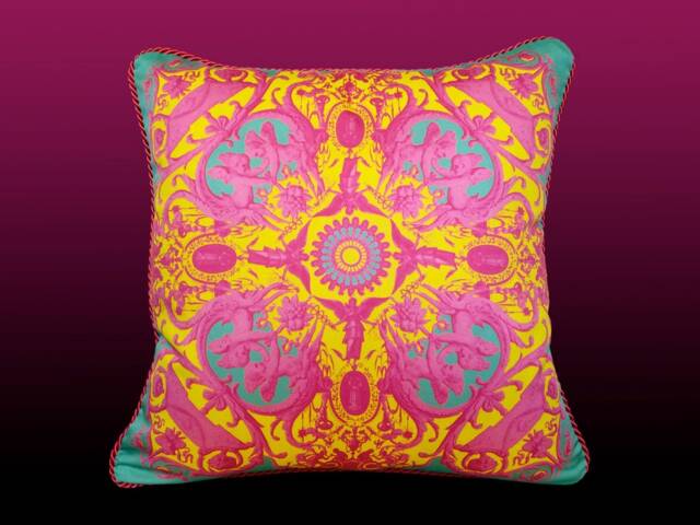 Angela Pillow - Aqua/Pink/Yellow - image 1