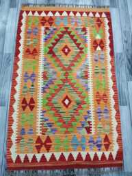 Classic Rug, Handmade Artisan Afghan Turkish Scandinavian Navajo Bohemian Wool Flatweave Multicolour Kilim Rug 157x97 cm - thumbnail 1