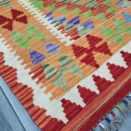 Classic Rug, Handmade Artisan Afghan Turkish Scandinavian Navajo Bohemian Wool Flatweave Multicolour Kilim Rug 157x97 cm - thumbnail 2