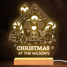 Gingerbread House Family Name Christmas Sweet Personalised Gift Lamp Night Light - thumbnail 1