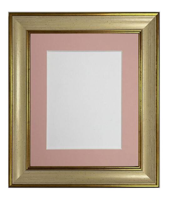Scandi Cream & Gold Photo Picture Frame With A Pink Mount, Poster Frame, Art Frames - image 1