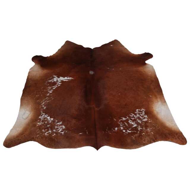 Brown & White Cowhide Rug Genuine Leather Accent - 77x73 Inches - image 1